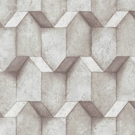 3D Tapete Profhome 388273 heißgeprägte Vliestapete strukturiert mit geometrischen Formen matt beige grau 5,33 m2