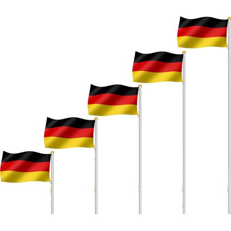Wolketon Aluminium Fahnenmast 6.5m + Deutschlandfahne 150x90 cm.witterungsbeständigem Flaggenmast und stabilen Bodenhülse veschönern Sie Ihren Garten (1/5)