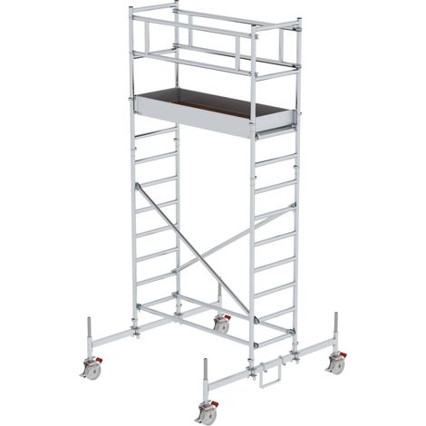 Günzburger Steigtechnik Echafaudage roulant 0,75 x 1,8 m avec embase roulante Hauteur de plate-forme 3 m - 154347 (1/4)