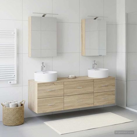 vidaXL Bathroom Furniture Set 5 pcs Sonoma Oak (1/5)