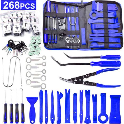 Coffret multi-outils 268 pièces – Outils de démontage en nylon POM – Pour panneaux de porte et autoradio – Sac de rangement inclus (1/5)