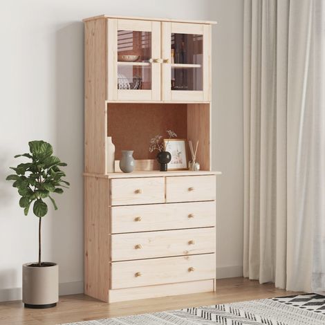 vidaXL Credenza ALTA 77x35x165 cm in Legno Massello di Pino