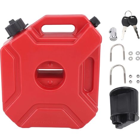 Jeffergarden 5L 1,3 Gallons Réservoir de mazout Rouge Conteneur d'essence à gaz portable de grande capacité pour voitures, motos, UTV, VTT, véhicules tout-terrain avec support-DOU