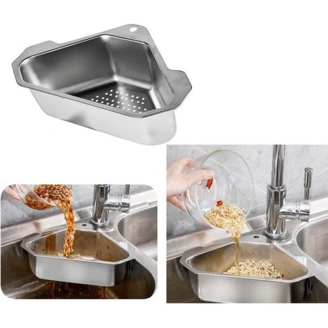 Panier de vidange,Panier de vidange Triangle,Passoire d'évier en Acier Inoxydable,Panier à Filtre suspendue avec (1/4)