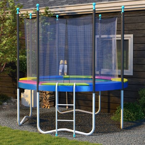 Protection de bord de trampoline Ø244 cm multicolore en plastique PE, protection de ressorts OKWISH (1/5)