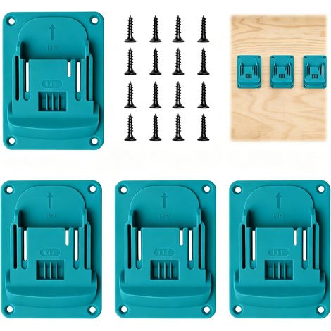 5 Pièces Support Outils Mural pour Support Batterie et Perceuse Supports Robustes pour Perceuse à Percussion, Rangement Mural Outils Garage avec 20 Vis pour Machines, Bleu (1/5)