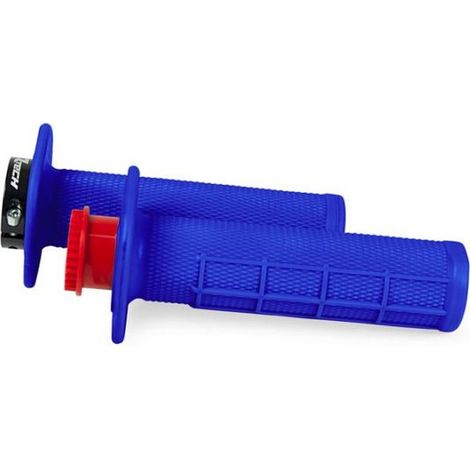 Puños Racetech (rtech) R20 con bloqueo (22+25 mm) azules (medio gofre) + 8 adaptadores de acelerador (1/2)