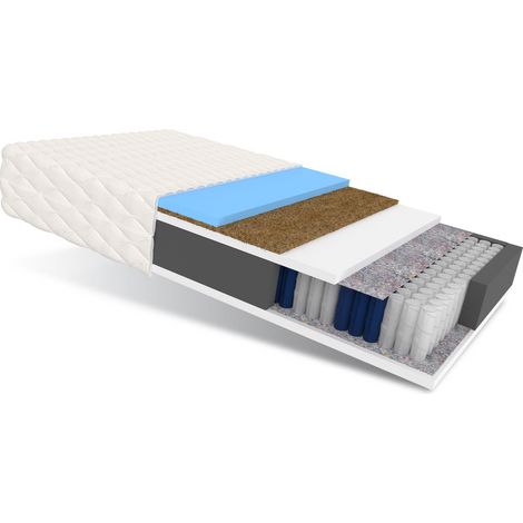 Matratze MODENA MAX Taschenfederkern 7 Zonen 90x200 H2/H3 28 cm Kokos HR Schaum Polyurethanschaum JERSEY