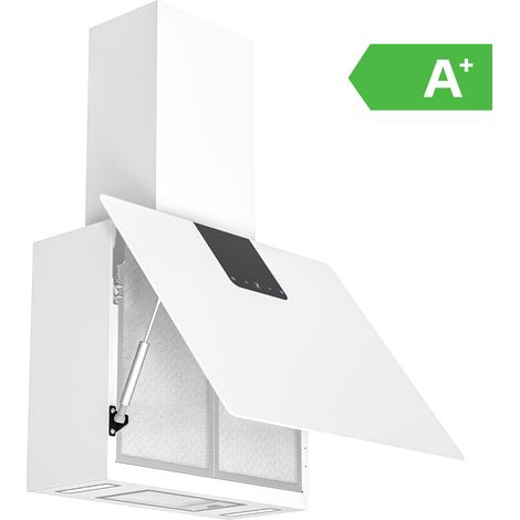 FIREGAS Campana Extractora 60 cm, Motor Sin Escobillas de Bajo Consumo,9 velocidades, 532,4 m³/h, Modo de Extracción o Recirculación, Filtro de carbón CC170, Acero Inoxidable y Cristal Templado,Blanco
