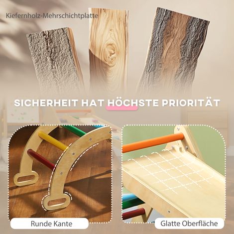 5-en-1 structure d'escalade pour enfants avec rampe, pont, échelle triangulaire, 18-48 mois, multicolore (1/5)