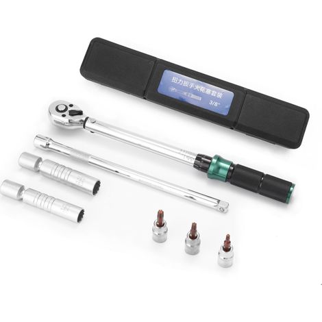 Clé dynamométrique portable mini à dégagement rapide, 10-60 Nm, entraînement 3/8", 7 embouts préréglés, avec coffret de rangement Idéale pour la maison, le vélo, la voiture et les réparations automobi (1/5)