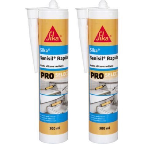 2er-Set Anti-Schimmel Silikonmastix Spezial-Sanitär - SIKA Sanisil Rapide - Transparent - 300ml