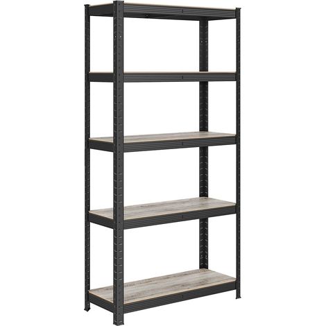 Estantería de 5 niveles 150 x 75 x 30 cm resistente 650 kg (130 kg/nivel) estilo industrial ajustable para salón cocina color negro 120005441