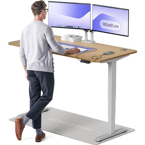 Desktronic Bureau assis debout HomePro - 160x80cm - Chêne/Gris (1/5)