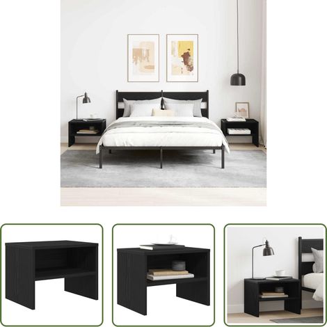 vidaXL Nachttisch Schwarz -  Nachttisch Schwarz Eichen-Optik 40 x 40 x 30 cm Holzwerkstoff (1/5)
