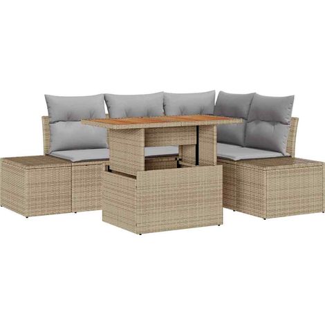 Set Divano da Giardino 5 pz Beige Poly Rattan vidaXL (1/5)