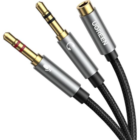 Splitter Audio Double Jack 3.5mm Stéréo TRRS Adaptateur Micro Casque Mâle vers 2 Femelle Câble Répartiteur Y Compatible avec Ordinateur PC Tablette Haut Parleur Enceinte 20CM (1/5)