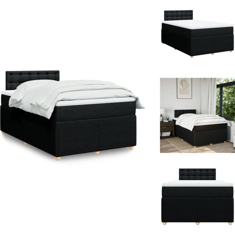 Sommier à lattes de lit avec matelas noir 120x190 cm tissu - Sommier À Lattes De Lit - Sommiers À Lattes De Lit - Lit - Meuble De Chambre À Coucher (1/5)