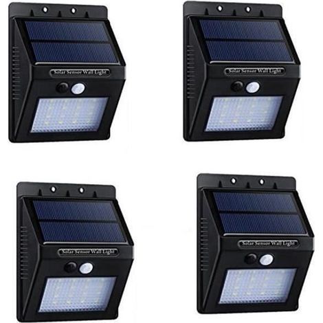 4 pièces lampe solaire extérieure, éclairage automatique avec capteur de mouvement, lanterne jardin étanche IP65 pour terrasse et allée (1/4)