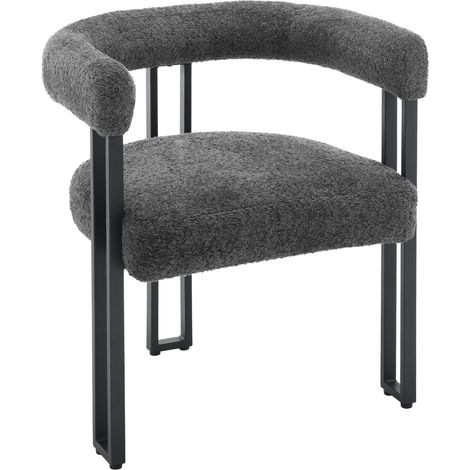 WOLTU 1x Sillas de Comedor Sillas de Cocina con Patas de Metal para Comedor, Chenilla, Gris Oscuro