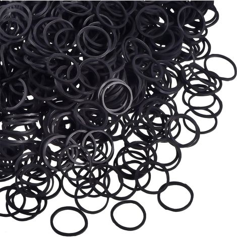 2000 élastiques à cheveux noirs, lot de bandes caoutchouc pour coiffure, élastiques noirs pour cheveux, pack de 2000 bracelets capillaires (1/5)