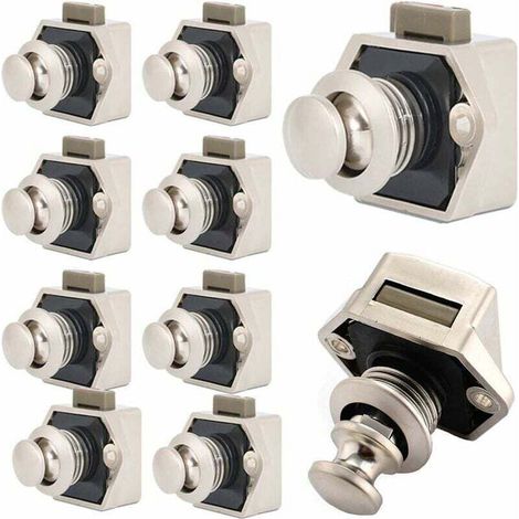 10 loquets à bouton-poussoir - Serrure de porte d'armoire sans clé - Pour meubles , yachts, caravanes, camping-cars et bateaux de camping