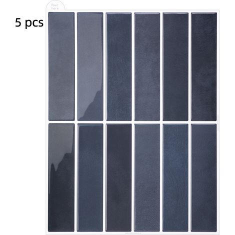 5er Set dunkelblaue 23×29cm vertikale 3D-Selbstklebefolien für Wände, wasser- und fettabweisende 3D-Dekorationsfolien, selbstklebende Fliesenaufkleber für Wohnzimmer, Schlafzimmer und Küche (1/5)
