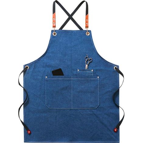 Tablier Adulte Unisexe Boucher Vêtements Travail Accessoires Chef BBQ Restaurant Femmes Hommes Barman Barber, (Color : Blue) (1/5)