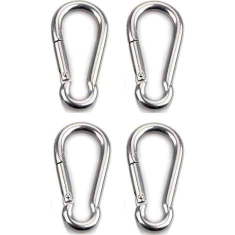 4 robuste Karabinerhaken für Sport, Hundeleinen, Hängematten, Edelstahl 304, 6 mm dick (1/4)