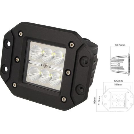 Fanale Luci Diurne A Led DRL Work Light Faro Da Lavoro Rettangolare 12V 24V 24W (6X4W) IP67 Bianco (1/3)