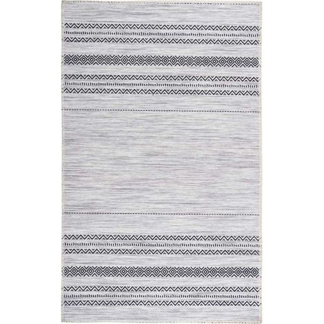 Tapis Tissé Imprimé à Poils Plats "Maya" Gris 120 x 180 cm (1/4)