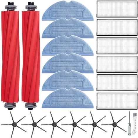 Accessoires de Rechange pour Roborock S7 S7 Plus S7 MaxV S7 MaxV Ultra S7 Pro Ultra S7 Max Ultra Aspirateur, 2 Brosse Principale en Caoutchouc, 6 Serpillière, 6 Hepa Filtre, 6 Brosse Latérale (1/4)