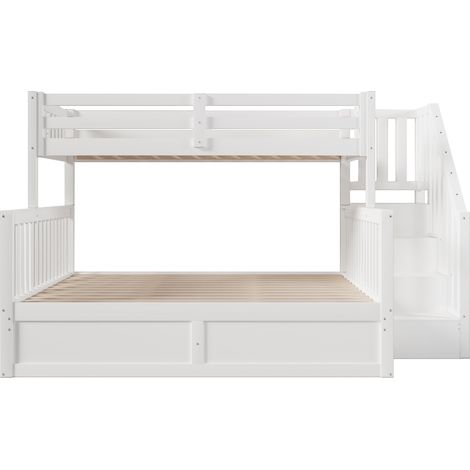 Litera infantil 90x200 + 140x200 con almacenamiento, blanca, pino, MDF y contrachapado (1/5)