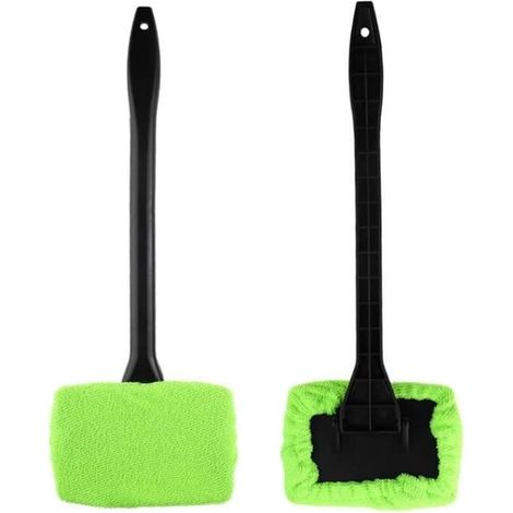 2pcs Brosse de nettoyage de pare-brise de voiture, outil de nettoyage réutilisable et lavable pour pare-brise de voiture (vert) (1/4)
