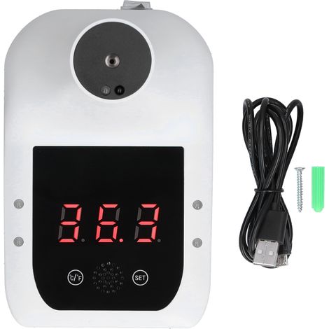 Thermomètre mural infrarouge sans contact affichage numérique mesure précise alarme automatique installation facile USB (1/5)
