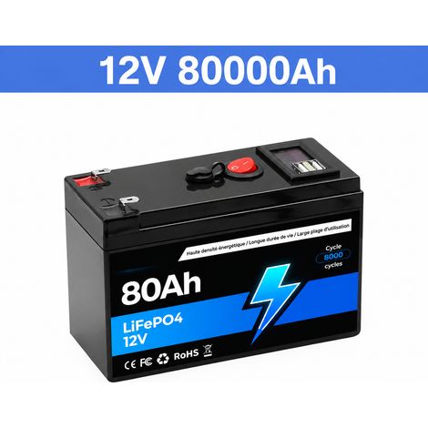 Batterie Lithium 12V 80Ah 18650 Stockage Solaire et Secours 150x64x95 mm Noir – 15 × 6,4 × 9,5 cm – Livraison gratuite (1/5)