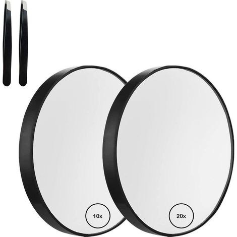 Miroir de maquillage grossissant 10X et 20X avec pince à épiler pour sourcils (1/5)