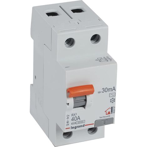 interrupteur différentiel, 2P 40 A, sensibilité de 30 mA, classe AC, RX3