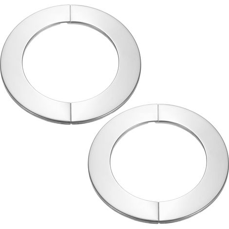 Plaque d'Écussons Auto-Adhésive Ronde en Acier Inoxydable 4.06"/103mm, 2pcs Couverture Murale pour Tuyau d'Eau, Cache Mitigeur Douche Boucles Robinet Chauffage Plomberie, Argenté (1/5)