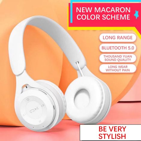 Ecouteurs Bluetooth - Casque Sans Fil Pliable 40 mm - Pour Étudiants Bureau Maison - Noir Blanc Rose Rouge Vert Jaune Bleu - 1 Pièce (1/4)