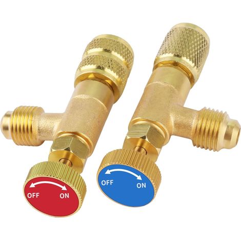 R32 R22 Vanne de Charge de Réfrigérant 2 Pcs Adaptateur de Valve de Réfrigérant, Valve De Sécurité Liquide pour La Maintenance et La Construction en Réfrigération (1/5)
