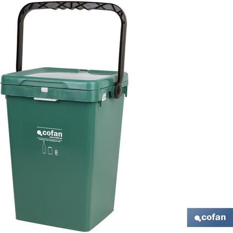 Cofan – Récipient en verre vert 25 l – Couvercle empilable et verrouillage vertical – Résistant aux chocs et agents chimiques – 41003194 (1/4)