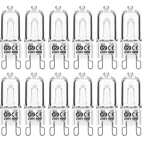 Ampoule halogène G9 40W 230V à intensité variable, blanc chaud, pour fours à micro-ondes, cuisinières et plafonniers, lot de 12. (1/4)
