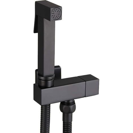 Douchette Robinet Toilette Kit Pulvérisateur Bidet Mural Main Laiton Noir Nettoyage Complet (1/4)