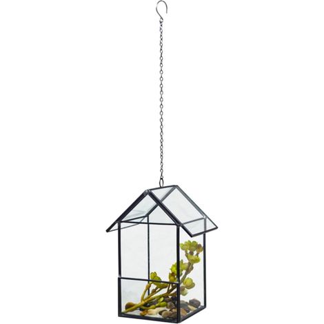 Boîte de rangement en verre en forme de maison avec design (1/5)