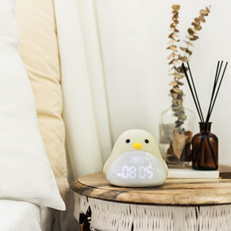 Réveil Lumineux Oiseau Mignon Lampe de Chevet LED USB pour Enfants Cadeau