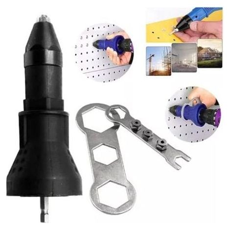 Electric Rivet Nut Drill Adapter, Easy Operation, High Efficiency, 3-Jaw Pliers, Carbon Steel, Plastic Housing, Lightweight, Compact Size (Black) MUMU (1/4)