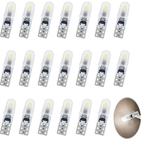 20 pcs Ampoules 12V Blanches T5 LED, 3014 SMD, PC74 2721 286, Lampes Indicateur pour Tableau de Bord, Veilleuse, Plafonnier, Portière, Plaque et Coffre (1/5)