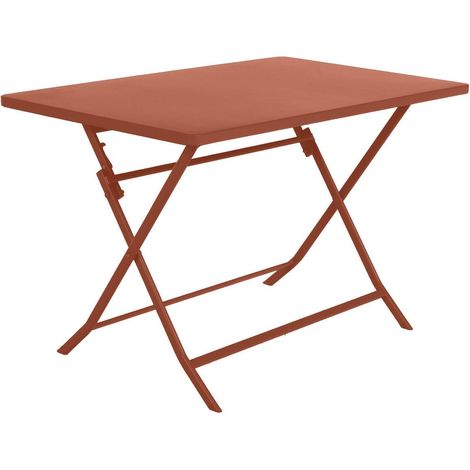 Hesperide – Table de jardin pliante rectangulaire 110x70cm ambre 4 places en acier époxy – Résistante à la rouille et décoloration