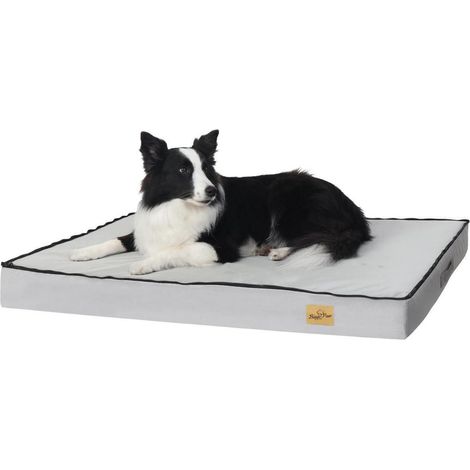 Lit orthopédique pour chien XL 110x85cm gris, imperméable, mousse à mémoire de forme, antidérapant